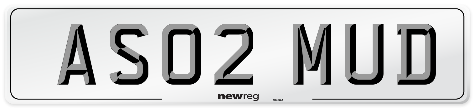 AS02 MUD Number Plate from New Reg